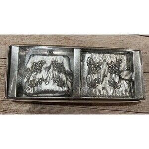 Vintage Sarne women’s silver Beaded wallet And coin purse set New In Box
